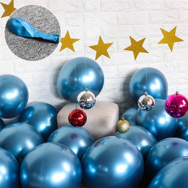 10x glansig pärla uppblåsbar krom ballonger metallblå Blå one size