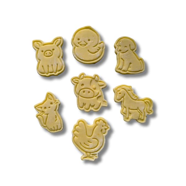 7-pack kakformar med bondgårdsdjur för bakning/Playdough Röd M