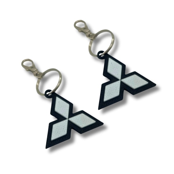 2x Nyckelring Clip On & Go karbinnyckelring för Mitsubishi Svart