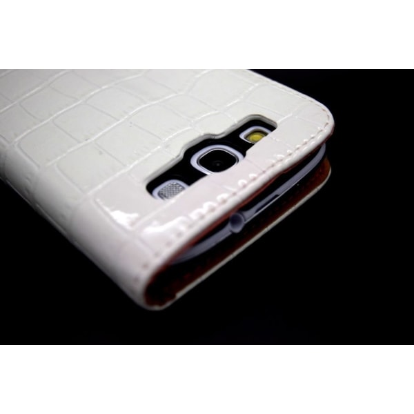 Galaxy S3 fodral plånbok crocodile läder case vit Vit