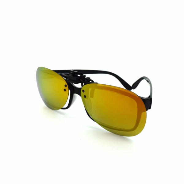 Ovala glasögon klämmer på / flip up polariserad UV Mörk gul L