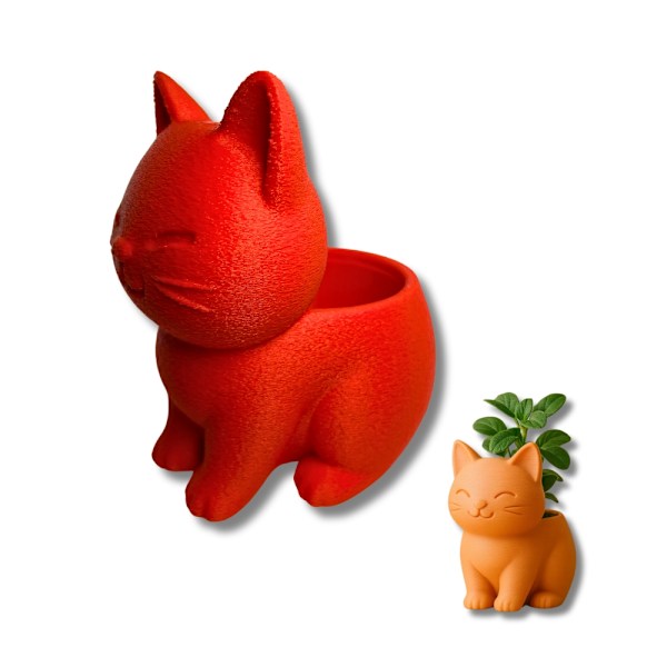 Söt katt mini planteringskruka Röd M