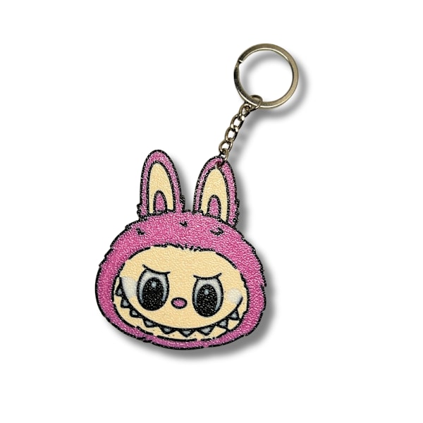 Labubu Monster nyckelring hängare Rosa