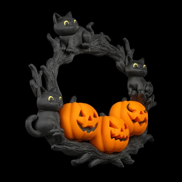 Cozy Patch Halloween Höstkrans dörrdekoration Svart M
