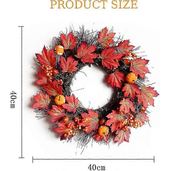 blomsterkrans 40cm høst lønneblad gresskarlys