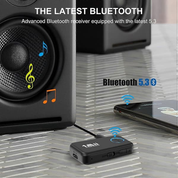 Bluetooth 5.3 Musikmodtager til Bil/Hjemme Stereo, Aux Bluetooth Adapter til Bil