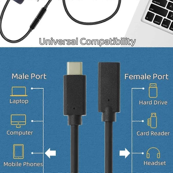 Høykvalitets splitter ny USB C-skjøtekabel 0,18 m, USB Type-C 3.1 Gen2 hann til