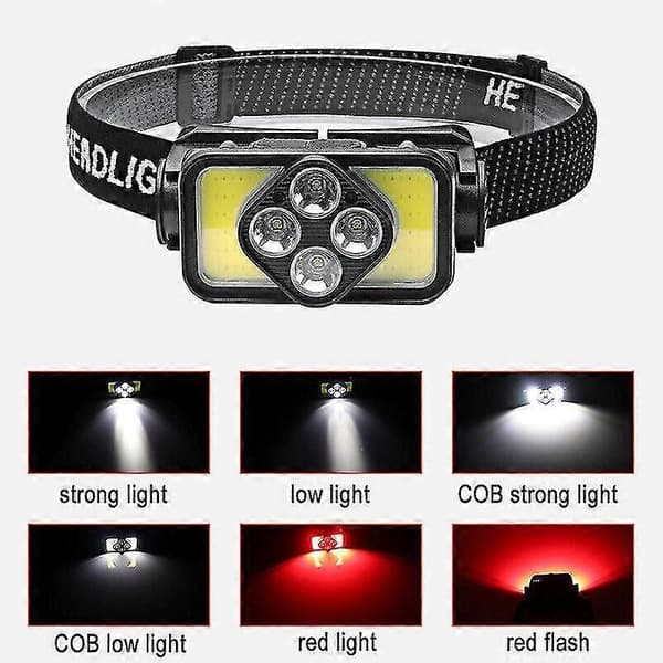 COB LED Hodelykt, USB Oppladbar Hodelykt, Lommelykt, Arbeidslys, Strip Hodelykt