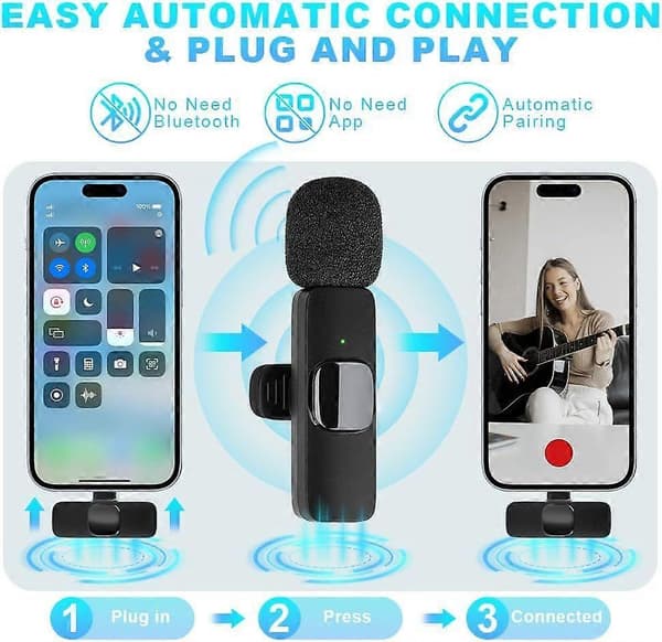 2025 Seneste Model Trådløse Mikrofoner til iPhone iPad, Trådløs Lavalier