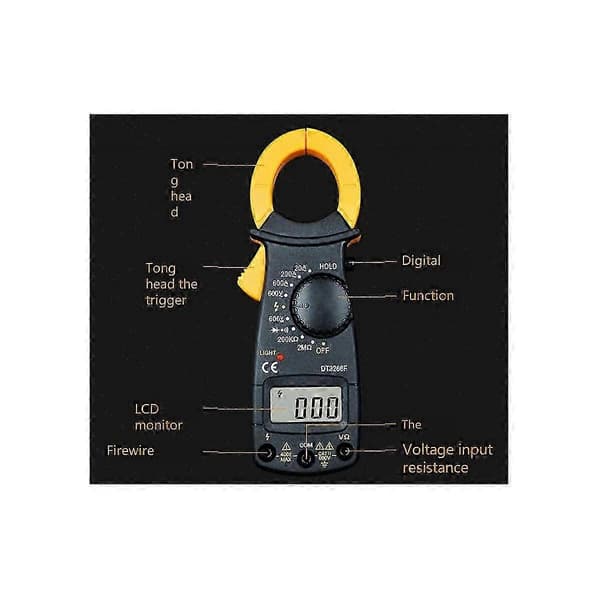 600A AC/DC Digital Amperemeter med strömtång, multimeter med NCV, Ohmmeter