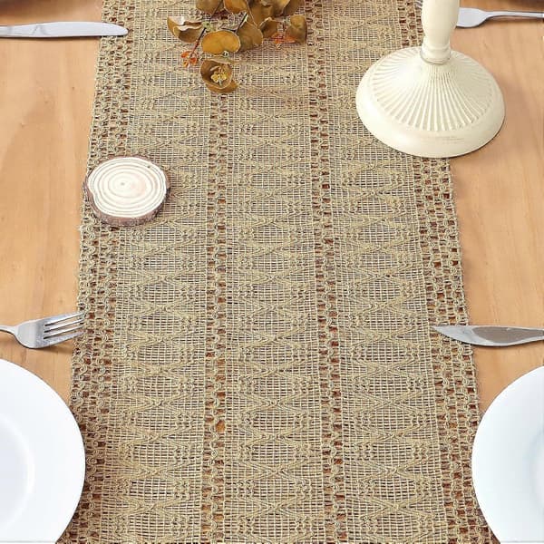 Boho Bordløber Macrame Hessian Vævet Bordløber Bondegård Brun Rustik