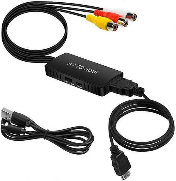<d>2 stk. RCA til HDMI-konverter med HDMI-kabel, RCA til HDMI-adapter, AV til HDMI