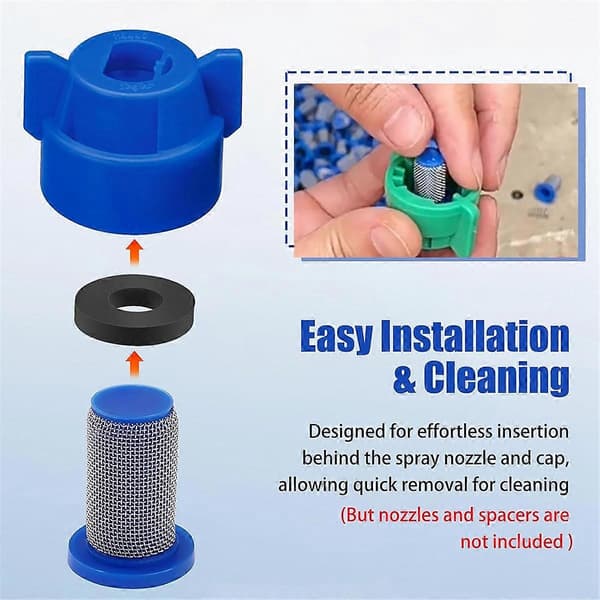 16-pack 8079-PP-50 sprutmunstycksfilter, rostfritt stål 50-mesh skärm