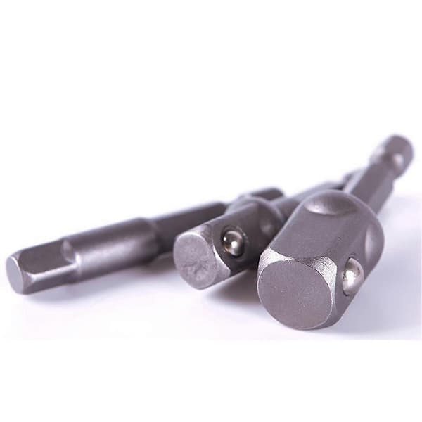 3 stk. adaptersett for pipe, sekskantfeste til 1/4 3/8 1/2 tommer kromdriverbor