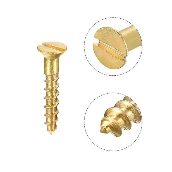 100 stk. M2 X 12mm Fladskruer med kærv i messing til træ