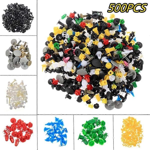500 st Blandat Sortiment Universal Auto Clip Fordonsfäste Spänne Bil Fixerad Klämma
