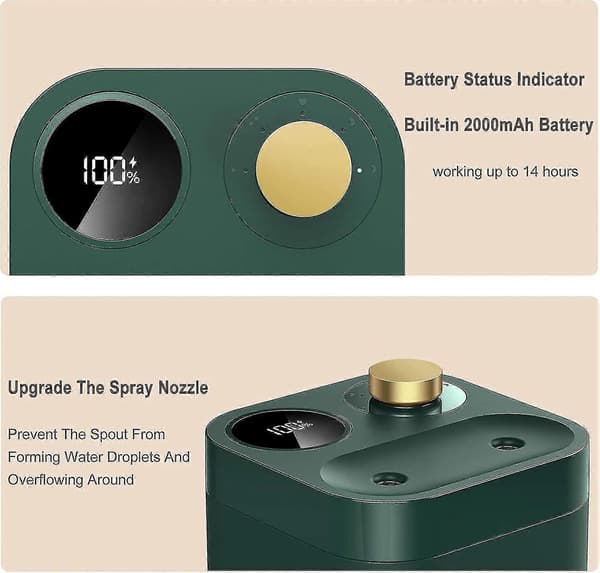Luftfukter, Rom- og Plante-Luftfukter, 28 Db Stille, USB Oppladbare Luftfuktere (800ml Grønn)