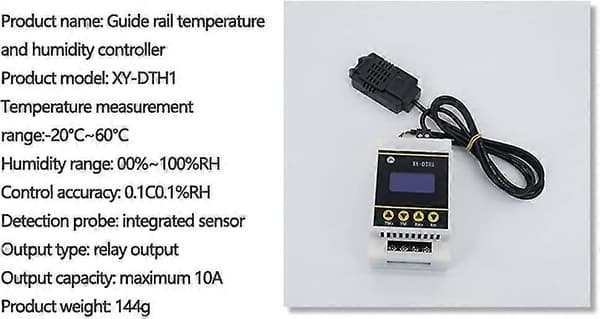 10A LCD-skena Digital Display Termostat Temperatur Luftfuktighetskontroller med Sensor Dubbelkanal Relämodul