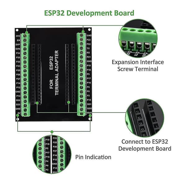 Esp32 Breakout Board Gpio 1 Til 2 Kompatibel Med Nodemcu-32s Lua 38pin Gpio Udvidelseskort