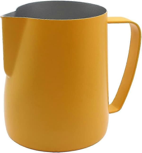 Rustfri stål mælkekande Steaming Pitcher Egnet til kaffe, latte og mælkeskum 600ml Gul