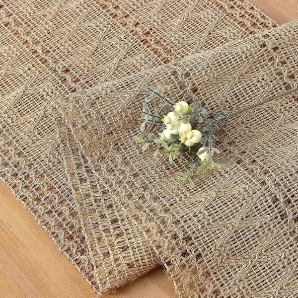 Boho Bordløber Macrame Hessian Vævet Bordløber Bondegård Brun Rustik