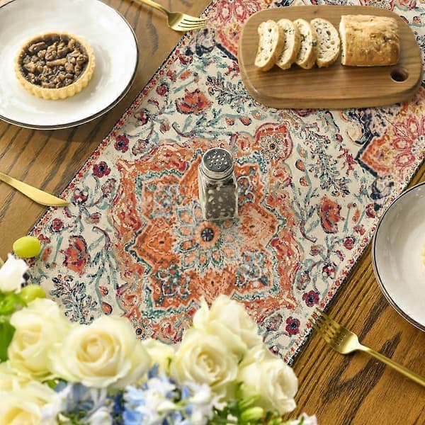 Boho Bohemia Stil Orange Bordløber, Landlig Rustik Bondegård Magisk Efterår
