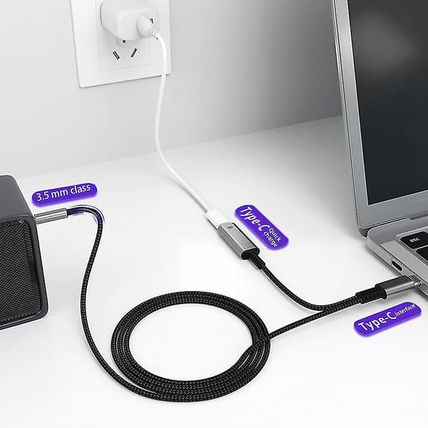 Typ C till 3,5 mm Ljudadapterkabel Aux Bil Hifi Ljudadapter Digital Dekoder Hörlursadapter