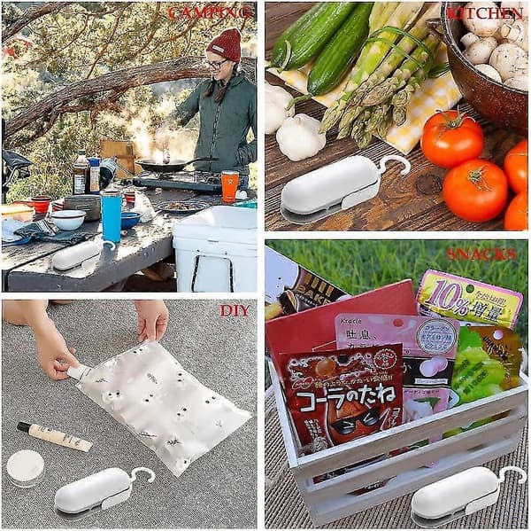 Mini Poseforsegler - 2 stk. Mini Poseforseglingsmaskine Mini Plastforseglingsmaskine, Madopbevaring, Frisk Snack