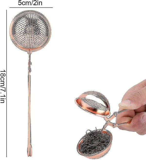 Te-infuser, te-si af rustfrit stålnet, bærbar te-si, te-si med langt håndtag, te St Ft
