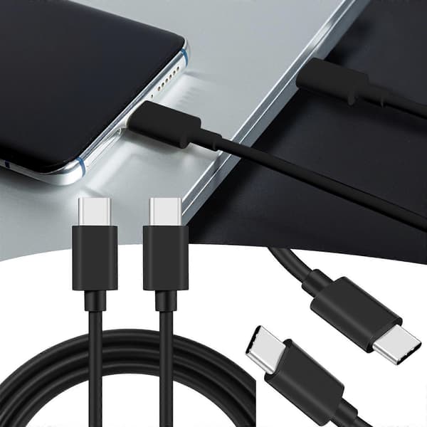 USB-C til USB-C Ladekabel, USB 2.0 Type C til Type C Kabel 60W/3A Hurtiglading C til C Laderledning Kompatibel USBC til USBC Kabel
