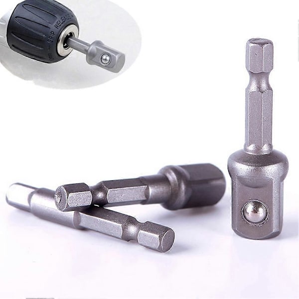 3 stk. adapter sæt til toppe, sekskantet skaft til 1/4 3/8 1/2 tomme krom driver borebits