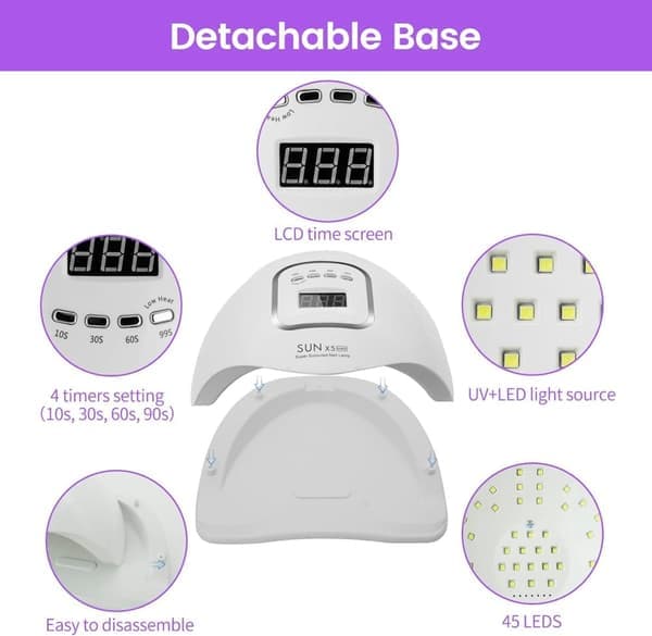 120W UV/LED neglelampe med 10/30/60/99 sekunders tilstande.