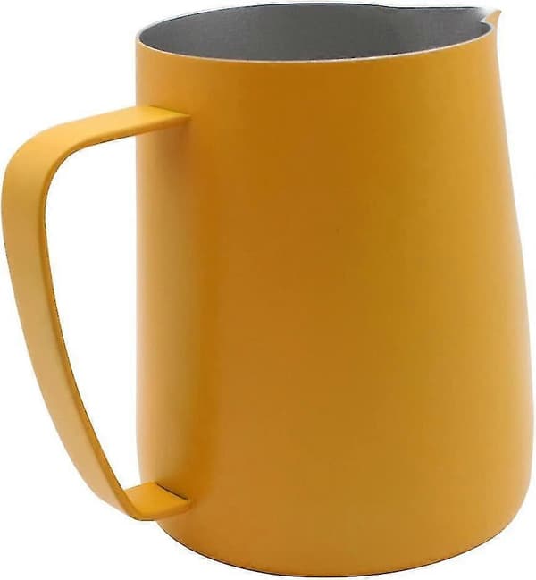 Rustfri stål mælkekande Steaming Pitcher Egnet til kaffe, latte og mælkeskum 600ml Gul