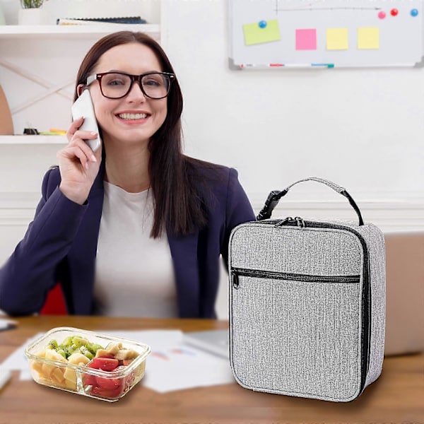 Isolerade Lunchväskor, Bärbar Väska för Picknick Arbete (Grå)