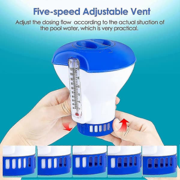 Flytande pooldispenser med termometer, automatisk doserare, flytande spadiffusor, dispenser