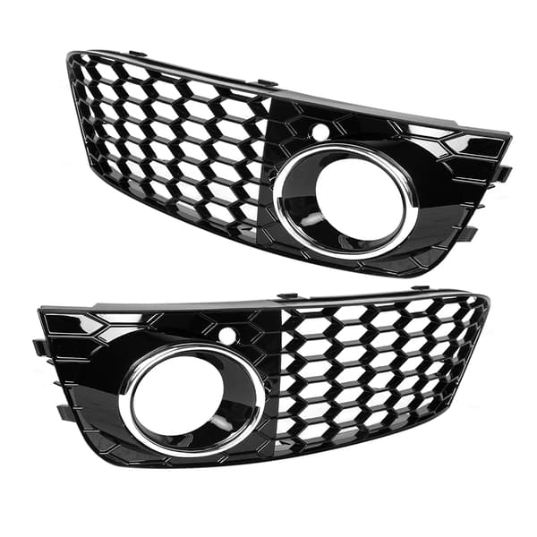 Tåkelysdeksel Lampeholder Mesh Grill Passer Audi A4 B8 2009-2011 (Elektroplettet)