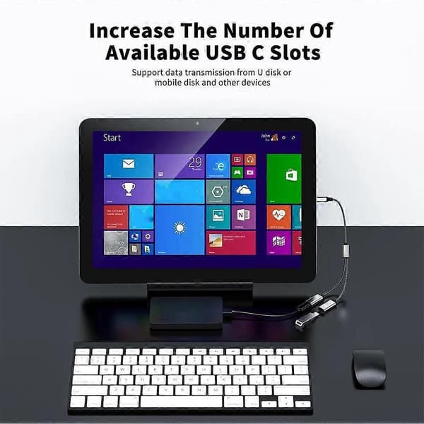 USB C Splitter Type C til Dobbel USB C Hannadapter 480Mbps Type C til Dobbel USB C Dobbel Adapter USB Splitter Kabelkonverter