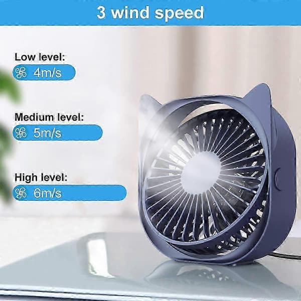 USB Bordventilator, med tre hastigheder, USB-drevet ventilator, Blå