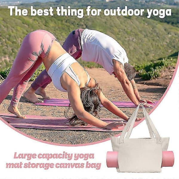 Yoga Pilates måtte taske, basic canvas tote taske, inkluderer måtte opbevaringspose.