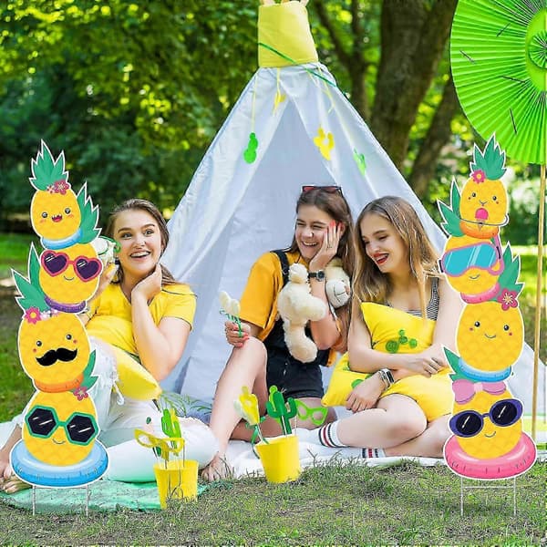 Sommer Havepynt Ananas Havepynt med Pæle 2 stk. Sjovt Tropisk