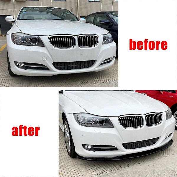3 stk. Bil Front Kofanger Splitter Læbe Diffuser Spoiler Dækbeskyttelse til 3-serie E90 E91 320I 330I 2009-2012 Sort