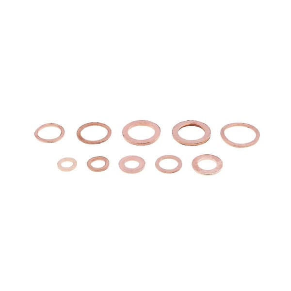 200 stk. Kobber Skive Pakning Mutter Bolt Sett Flat Tetning O-ring Solid Pakningssortiment Kit Bilmotor