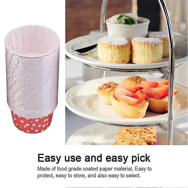 100 stk. Medium Runde Papir Kage Cupcakes Bageforme Bryllup Hjem Muffin Forme (rød prik)
