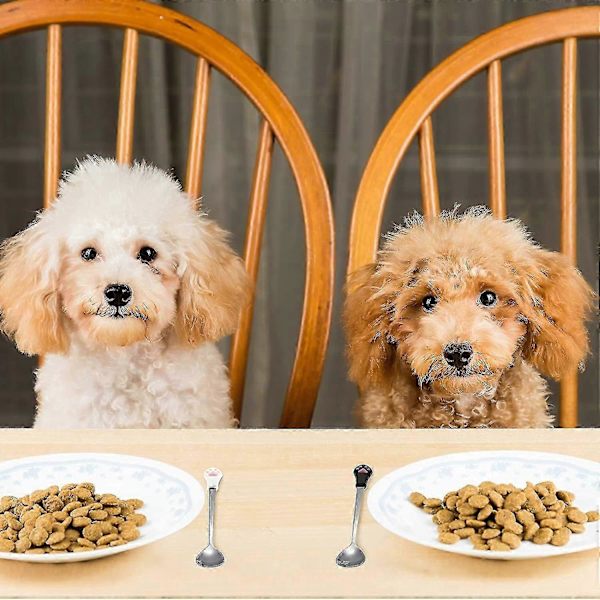 2 stk. Hundekatte Ske Hundefoder Ske Rustfrit Stål Hundefoder Ske Katteklo Ske Dyretilbehør-15*4cm