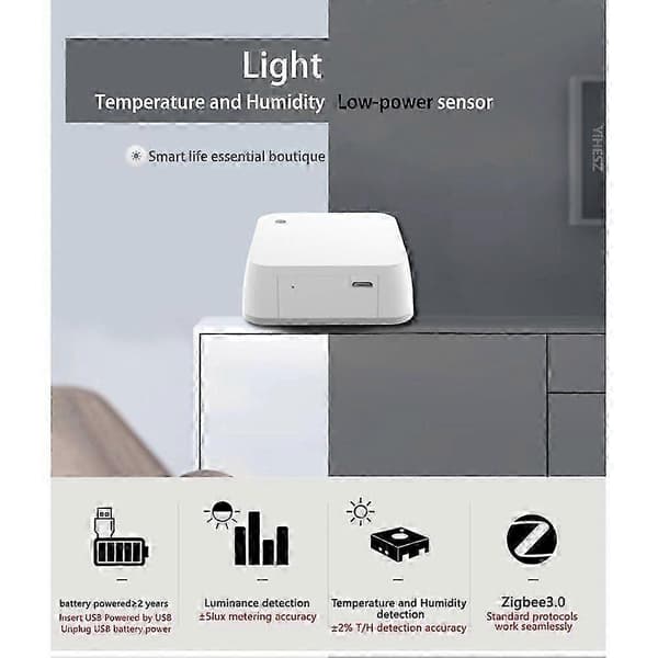 Tuya Zigbee Fotometer Termohygrometer Smart Lyssensor Hygrometer Miljøovervåker Lysstyrkedetektor