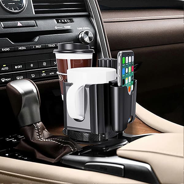 Biltelefonholder Justerbar Base Multifunksjonell 4-i-1 Bil Aromaterapi Vannkopp Kaffe Snacks Oppbevaringsholder Auto Organizer