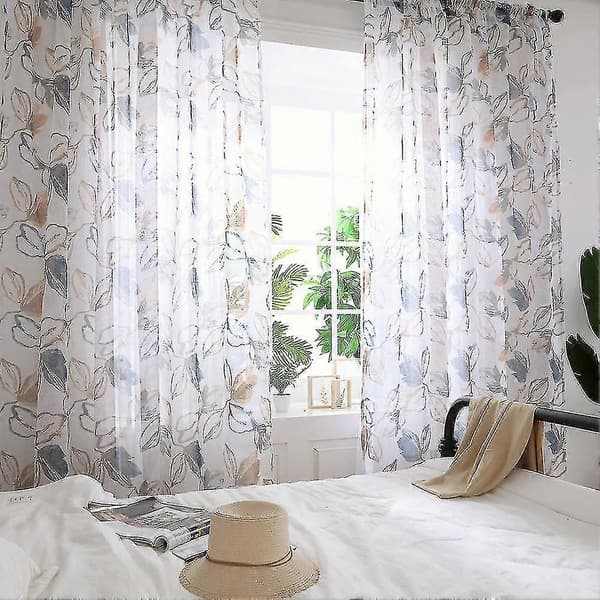 Polyester Vindusgardin Kapper Voile Soverom Stue Dekor (Brun)