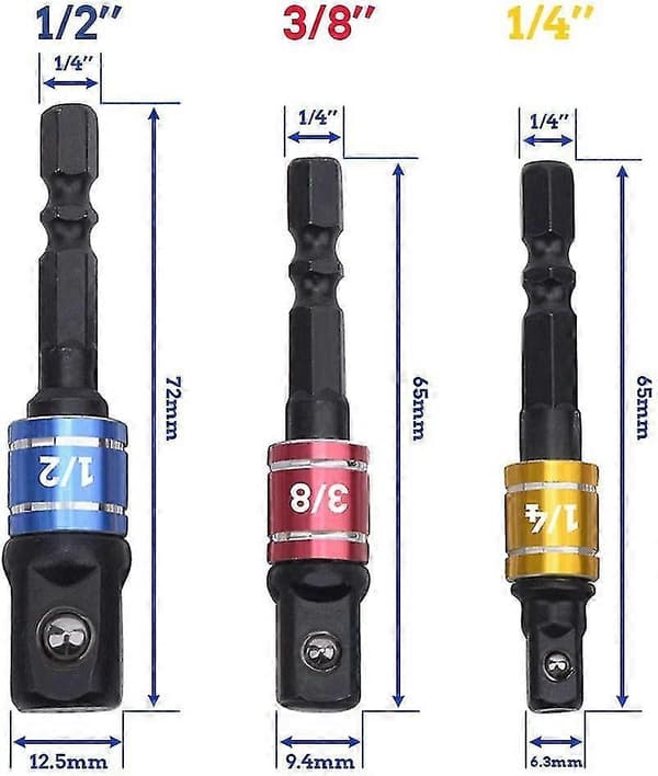 Socket Holder Adapter 1/4\" 3/8\" 1/2\" Socket Holder Adapter For Slagtrekker Socket Holder Adapter Slagtrekker Drill Driver Socket Sett Med Fargede Ex