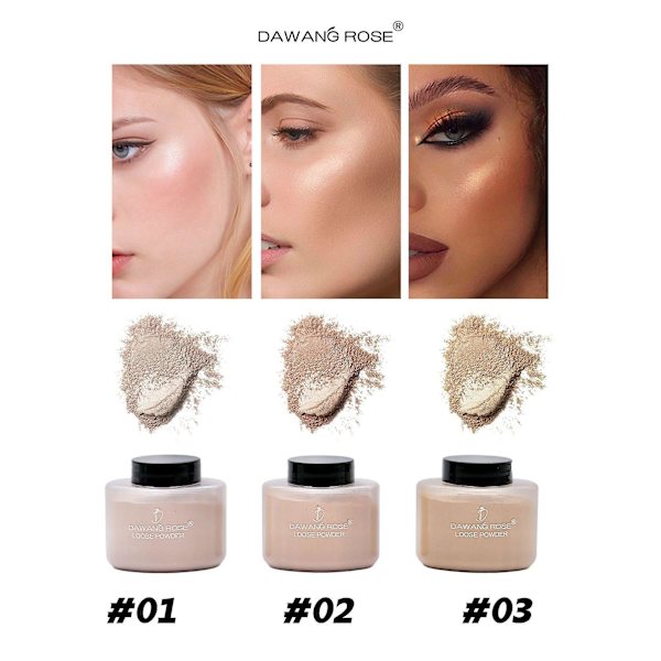 Løst bagepulver, makeup setting pudder, langvarig dækning, matterer og reducerer glans, langvarig makeup setting ansigtspudder K2