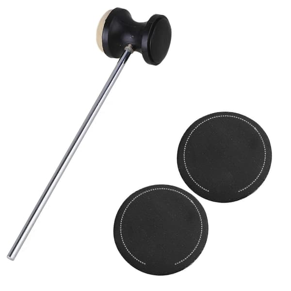 Svart Bastrumpedalhammare & 2st Runda Enkelpedal Patch Bastrum Patch
